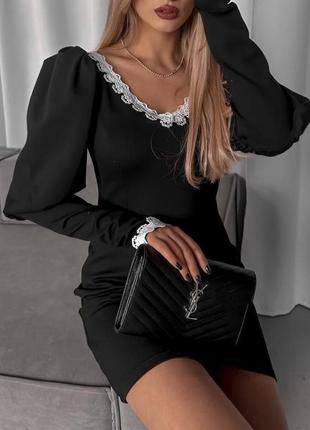 Готическое черное платье с кружевом кружом🖤1 фото