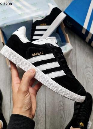 Мужские кроссовки adidas gazelle (чорно/білі)