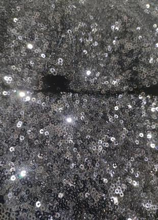 Юбка блёстки паетки блестящая мини баска классика прямая нарядная спідниця  чорна6 фото