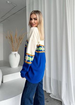 Теплая женская туника - свитерс узорами 2