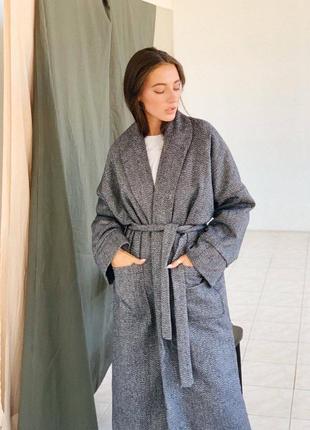 Пальто кимоно под пояс на запах9 фото