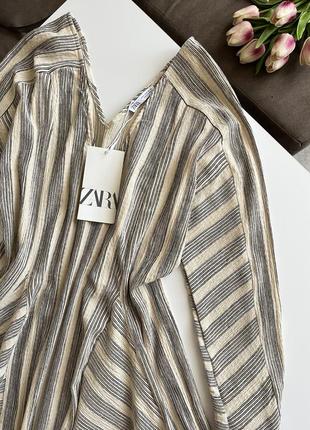 Платье в полоску zara с v горловиной3 фото