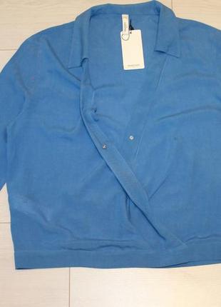 Блузка с запхом mango голубая - s9 фото
