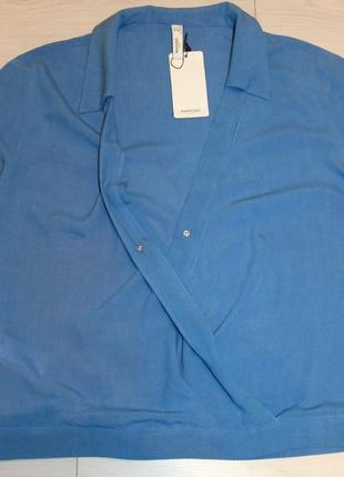 Блузка с запхом mango голубая - s8 фото
