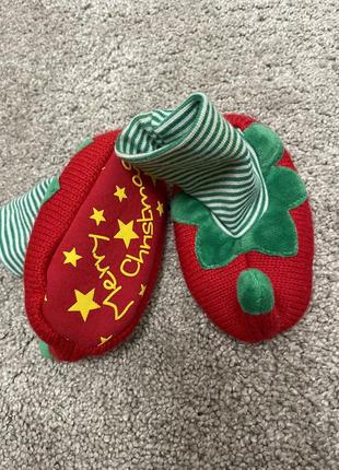 Новогодние пинетки носки на 6-12 мес