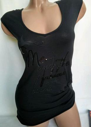 Интересная футболка с асимметричным подолом и пайетками р. s/m, от fornarina италия