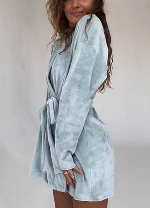 Хітовий велюровий жіночий халат укорочений затишний4 фото