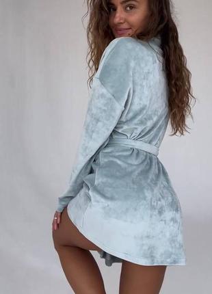 Хітовий велюровий жіночий халат укорочений затишний3 фото
