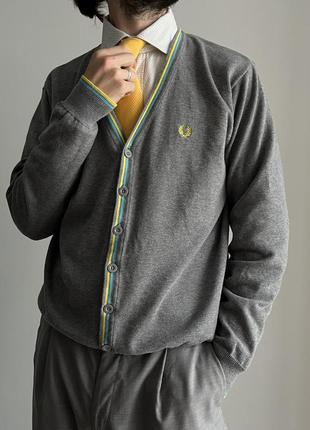 Fred perry cardigan оригінал кардиган кофта светр світшот сірий гарний преміум вільний стильний англія кежуал стильний2 фото