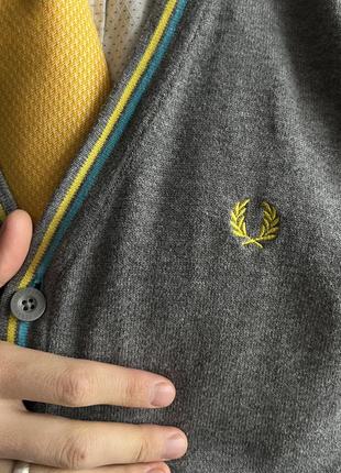 Fred perry cardigan оригінал кардиган кофта светр світшот сірий гарний преміум вільний стильний англія кежуал стильний3 фото