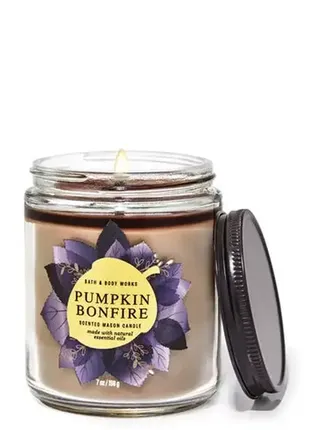 Свічка на 1 гніт bath and body works pumpkin bonfire1 фото