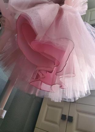 Пышное розовое детское нежное нарядное платье для девочки на день рождения праздник 80 86 92 98 104 110 116 на 1 2 3 4 5роков6 фото