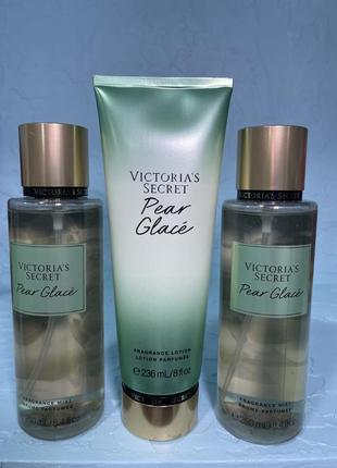 Парфюмированный мист для тела и волос и лосьон pear glacé victoria's secret.