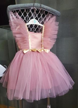 Пышное розовое детское нежное нарядное платье для девочки на день рождения праздник 80 86 92 98 104 110 116 на 1 2 3 4 5 6 литров1 фото