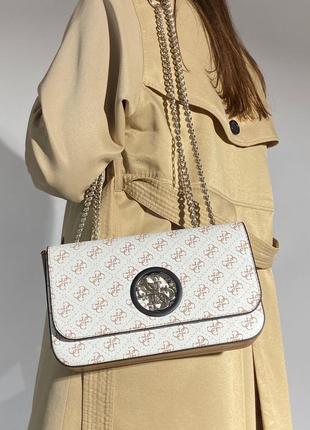 Женская сумка guess zadie white/brown