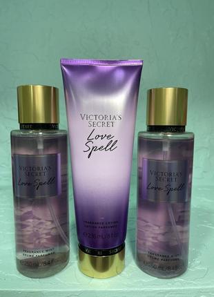 Парфумований міст для тіла та волосся  та лосьйон love spell victoria’s secret.