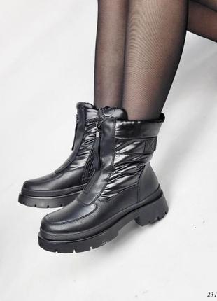 Женские зимние черные ботинки дутики5 фото