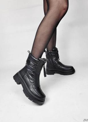 Женские зимние черные ботинки дутики2 фото