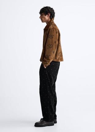 Оксамитова чоловіча куртка коричнева zara new3 фото