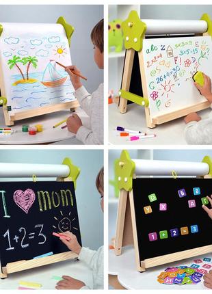 Дитячий дерев'яний настільний мольберт 5в1, дошка для творчості навчання та малювання світлом4 фото