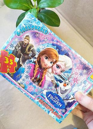 Детский зимний пазл "frozen 1" ледяное сердце с постером, 35 элементов