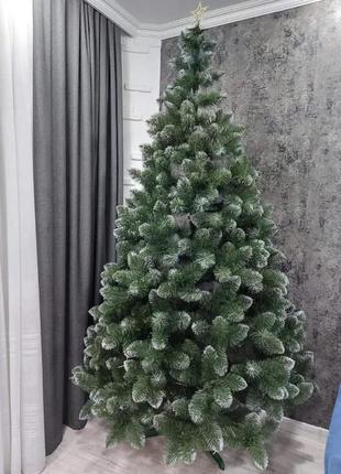 Штучна ялинка пвх "снігова королева" 2м густа з білими кінчиками та підставкою