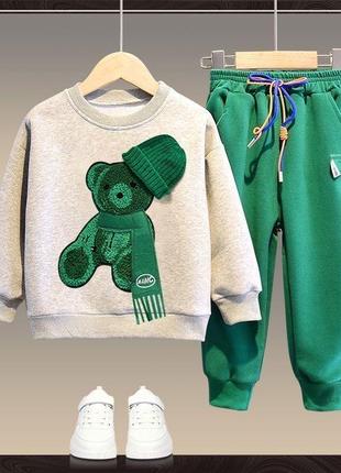 Набір костюм дитячий з ведмедиком у в’язаній шапочці