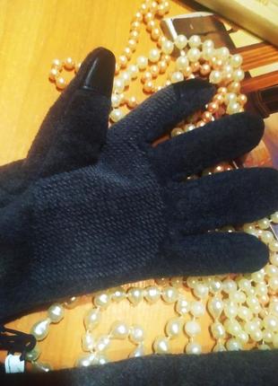 Теплые зимние флисовые варежки темно-серое сенсорные перчатки утеплитель tinsulate 40 gram Англия новые6 фото
