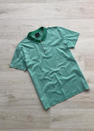 Шикарна футболка поло hugo boss mercerised regular fit stripe polo shirt green/blue