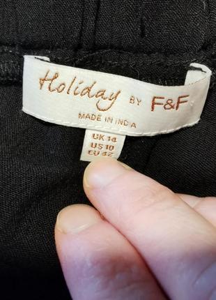 Штаны на резинке holiday f&f высокая талия посадка прямые летние жатые брюки6 фото