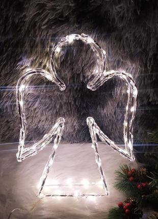 Акриловая фигура ангела с 80 лед подсветкой уличная гирлянда