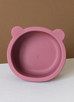 Тарелка силиконовая детская, глубокая мишка, силиконовая посуда для первого прикорма