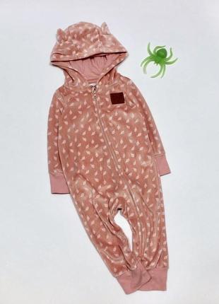 Комбинезон велюровый, ромпер so cute 9-12 мес.