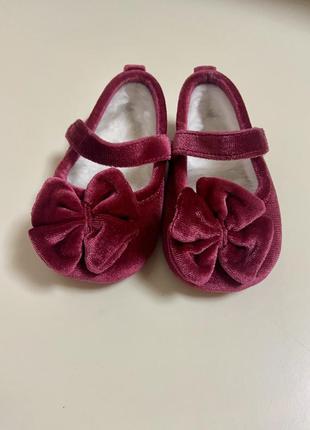 George новогодние красные туфли/ пинетки на девочку 19 размер (12.5 см)2 фото