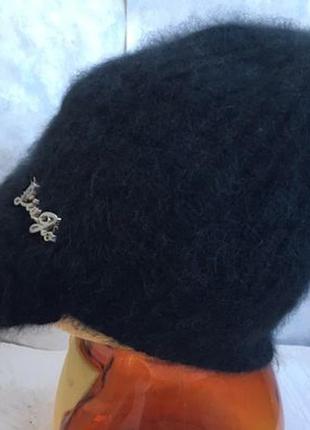 Liu jo шапка з козирком в'язана 80% ангора чорна тепла burberry6 фото
