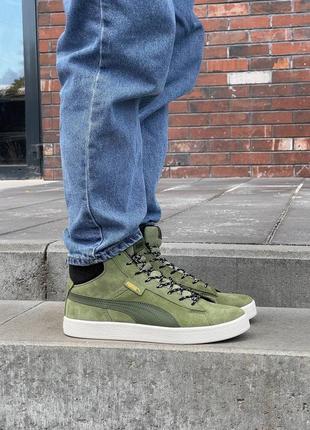 Кросівки puma mid corduroy olive fur1 фото