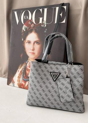 Женская сумка guess shopper silver