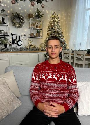 Парные новогодние свитера с оленями фемели лук мужской женский свитер с оленями мягкий...