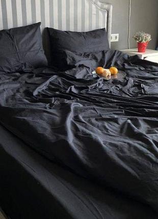 Комплект постельного белья «черная однотонная»1 фото