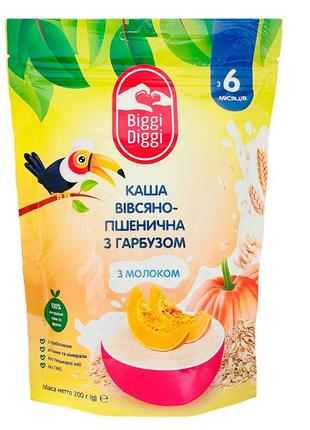 Biggidiggi каша молочна вівсяно-пшенична з гарбузом для дітей з 6 місяців 200г