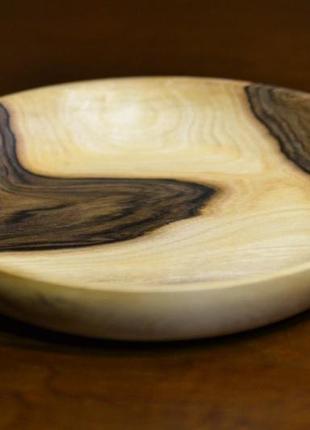 Дерев'яна глубока тарілка з горіха, сервірувальна тарілка, декоративна тарілка, дерев'яна миска, посуд із дерева7 фото