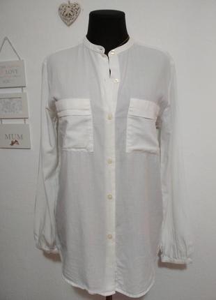 Фирменная базовая котоновая белая рубашка свободного кроя с накладными карманами !!!4 фото