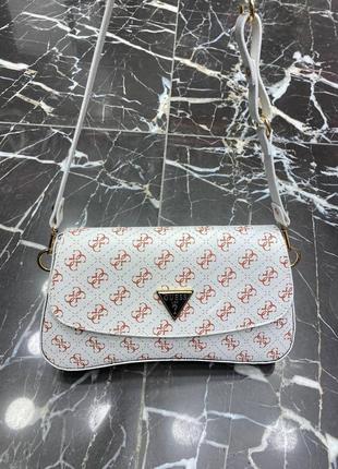 Сумка белая женская guess сумка маленькая гесс сумочка клатч кросс-боди