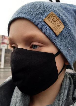 Защитная 3-х слойная тканевая многоразовая маска из хлопка детская 😷