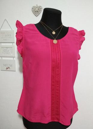 100% шёлк фирменная натуральная шелковая блузка с рюшками !!!3 фото