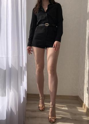 Актуальный трендовый чёрный ромпер комбинезон-пиджак с пуговицами2 фото
