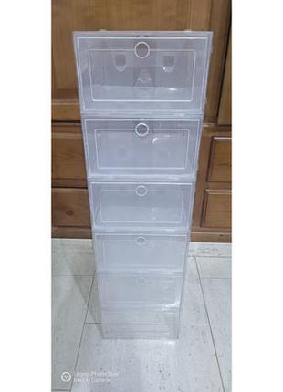 Набір пластикових коробок для зберігання взуття складані пластикові бокси контейнери для зберігання взуття3 фото