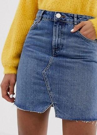Бомбезная трендовая джинсовая юбка asos с бахромой1 фото