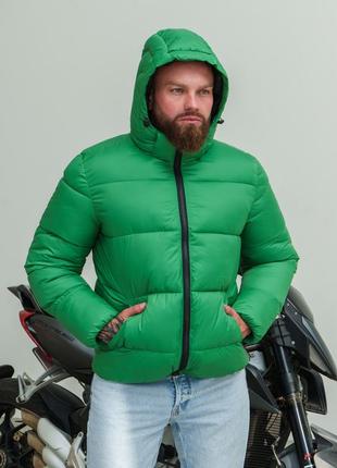 Куртка пуховик зима зеленый s3 фото