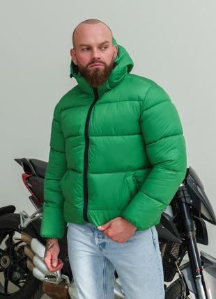 Куртка пуховик зима зеленый s6 фото